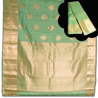 "Kalaneta mixed green Kanchi fancy silk saree NSHH-33 (with Blouse) - Click here to View more details about this Product